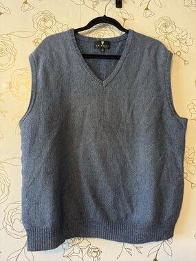 Twin Hill Golf Company Mens Vest Size Large Blue V-Neck Sweater Made in USA